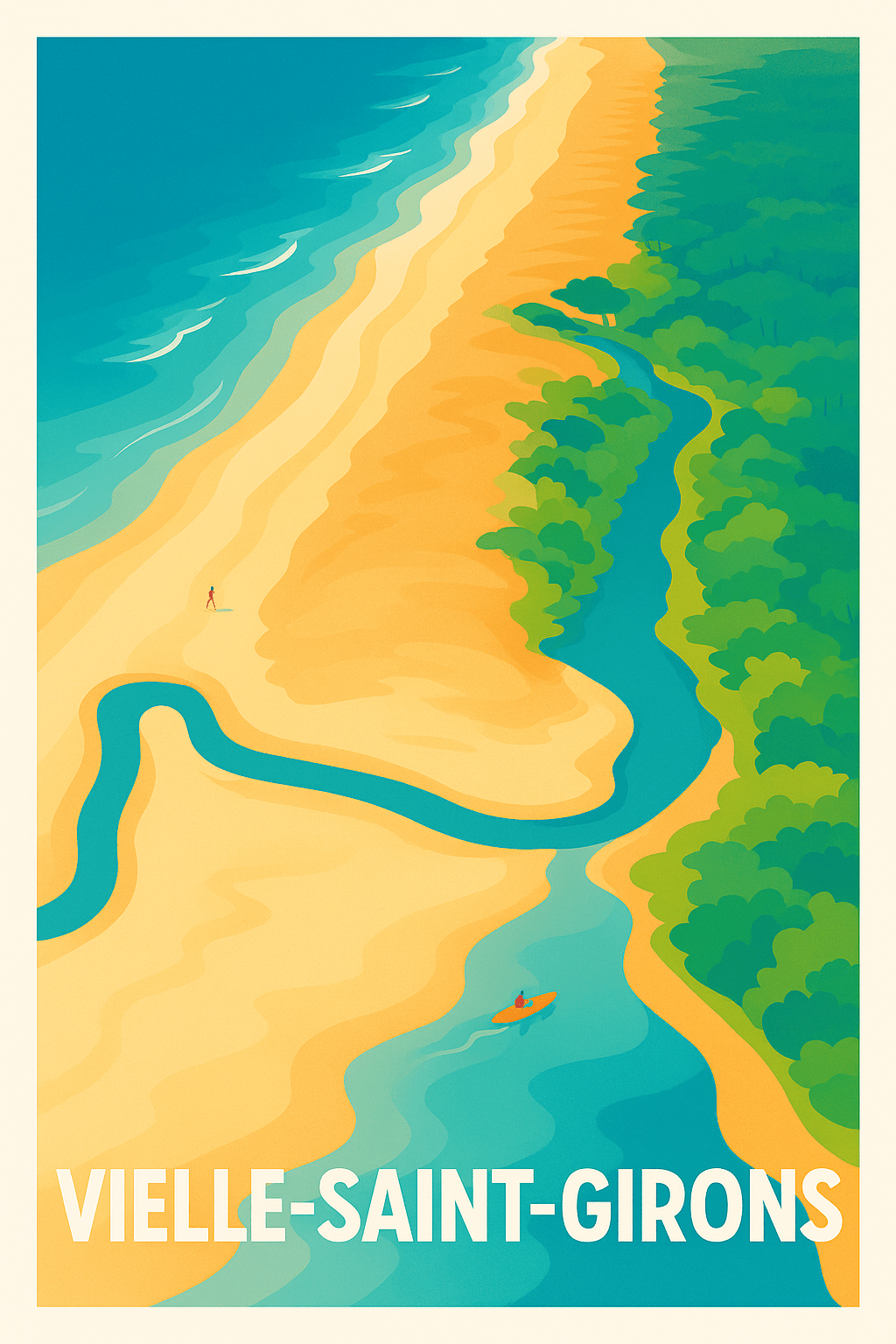 Affiche Vielle-Saint-Girons — Évasion entre forêt et océan · poster d'art de Vielle-Saint-Girons