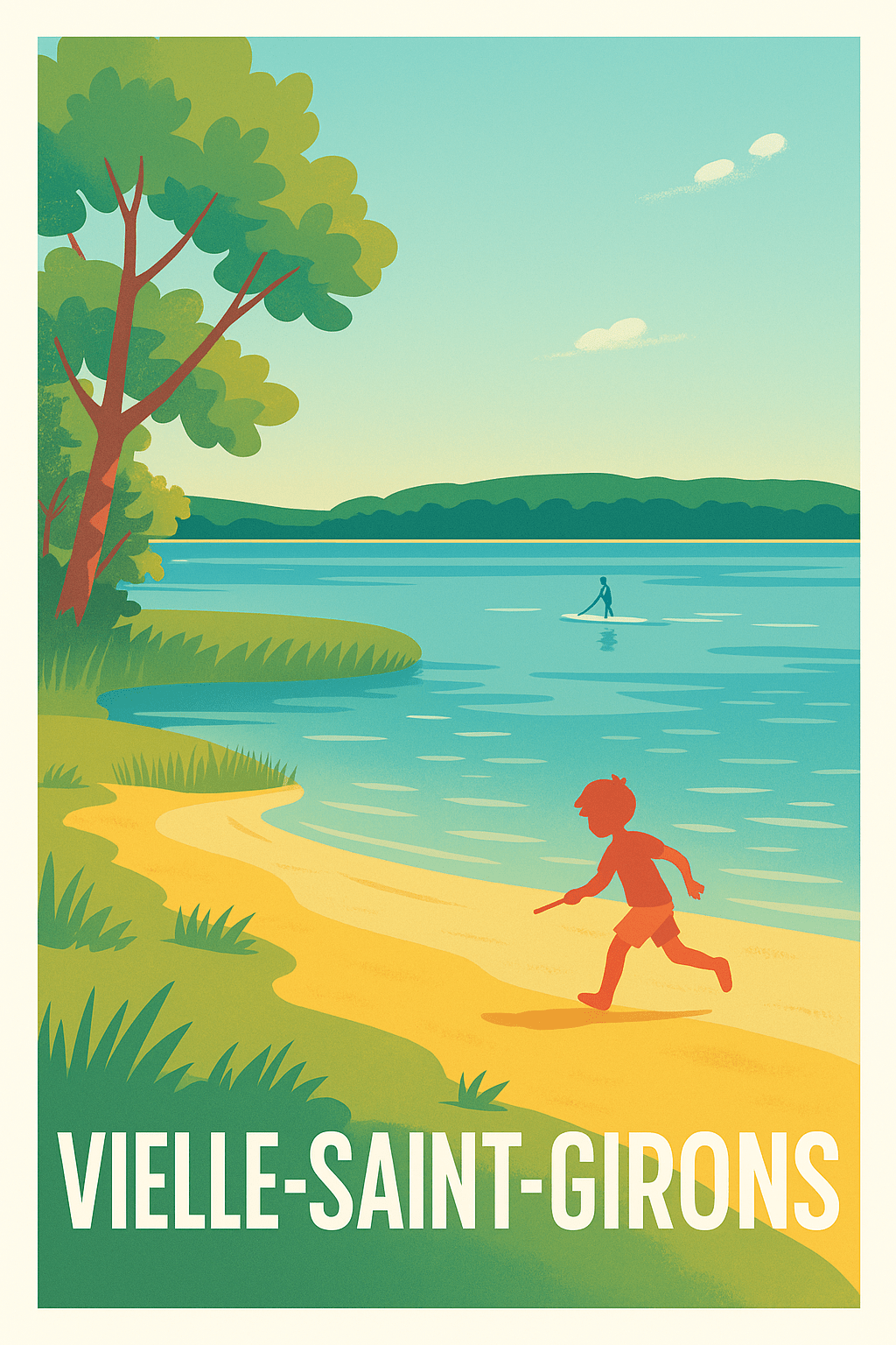 Affiche Vielle-Saint-Girons — Évasion et nature au bord du lac · poster d'art de Vielle-Saint-Girons