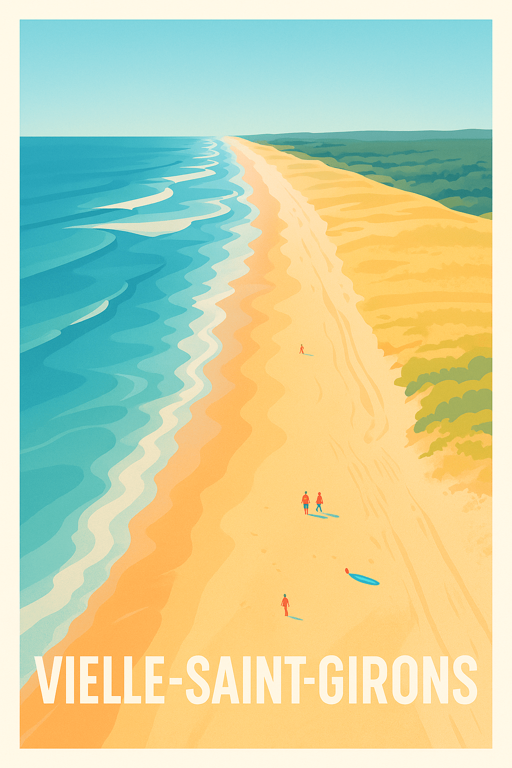 Landes France Pas de Cadre / 20 × 30cm Affiche de Vielle-Saint-Girons - Plages dorées et espaces infinis