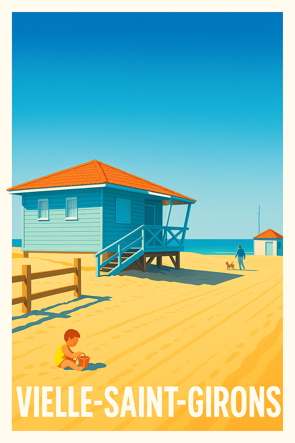 Landes France Pas de Cadre / 20 × 30cm Affiche de Vielle-Saint-Girons - Sérénité et douceur de la plage