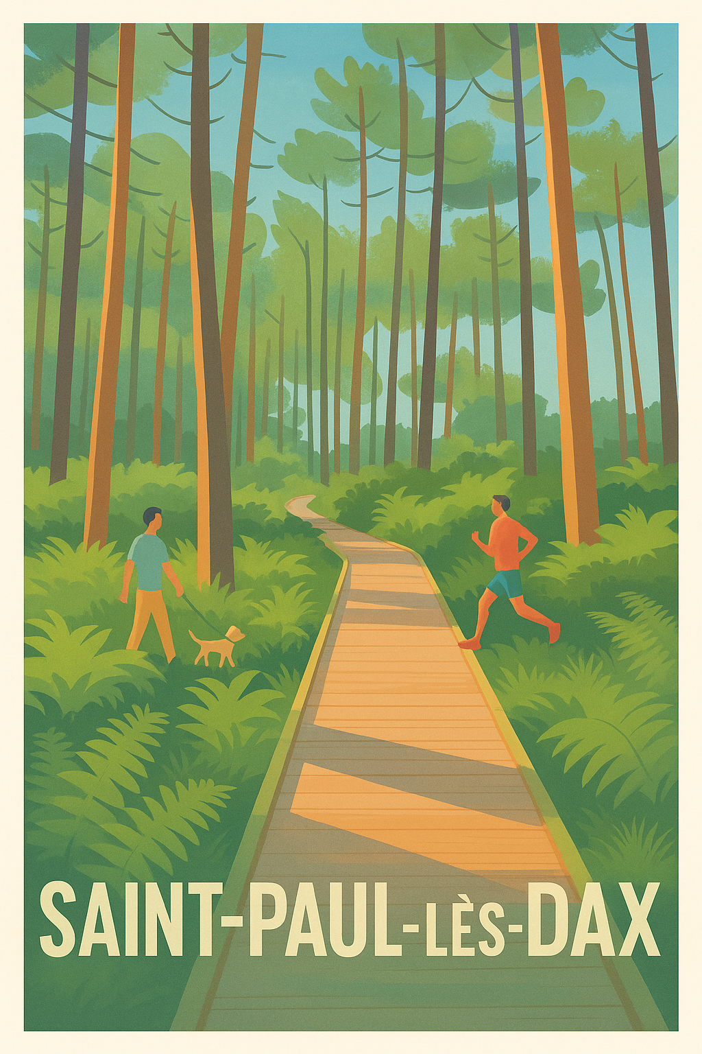Landes France Pas de Cadre / 20 × 30cm Affiche Saint-Paul-lès-Dax - Nature et bien-être au cœur de la forêt