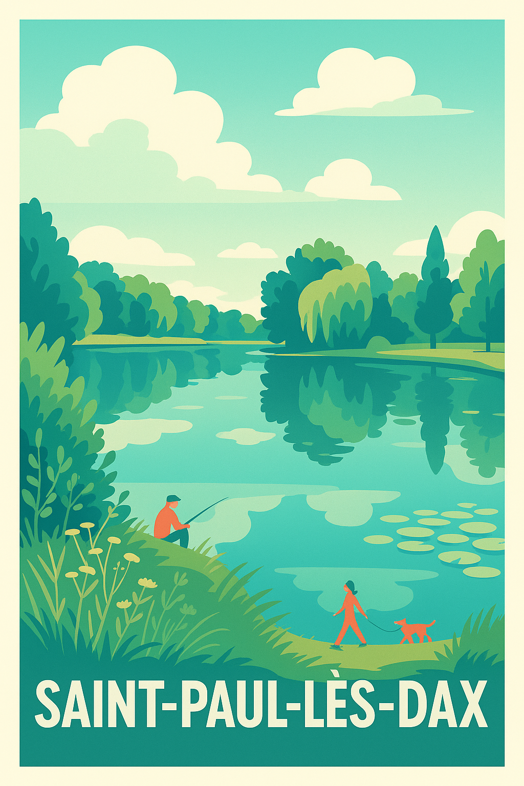 Landes France Pas de Cadre / 20 × 30cm Affiche Saint-Paul-lès-Dax - Oasis naturelle au cœur des Landes