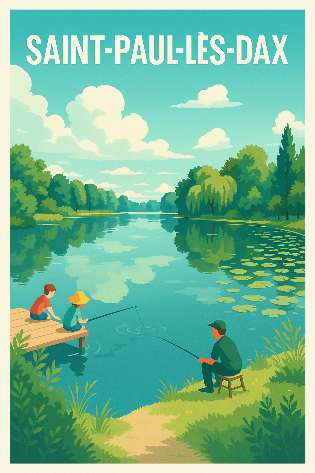 Landes France Pas de Cadre / 20 × 30cm Affiche Saint-Paul-lès-Dax - Sérénité au fil de l'eau