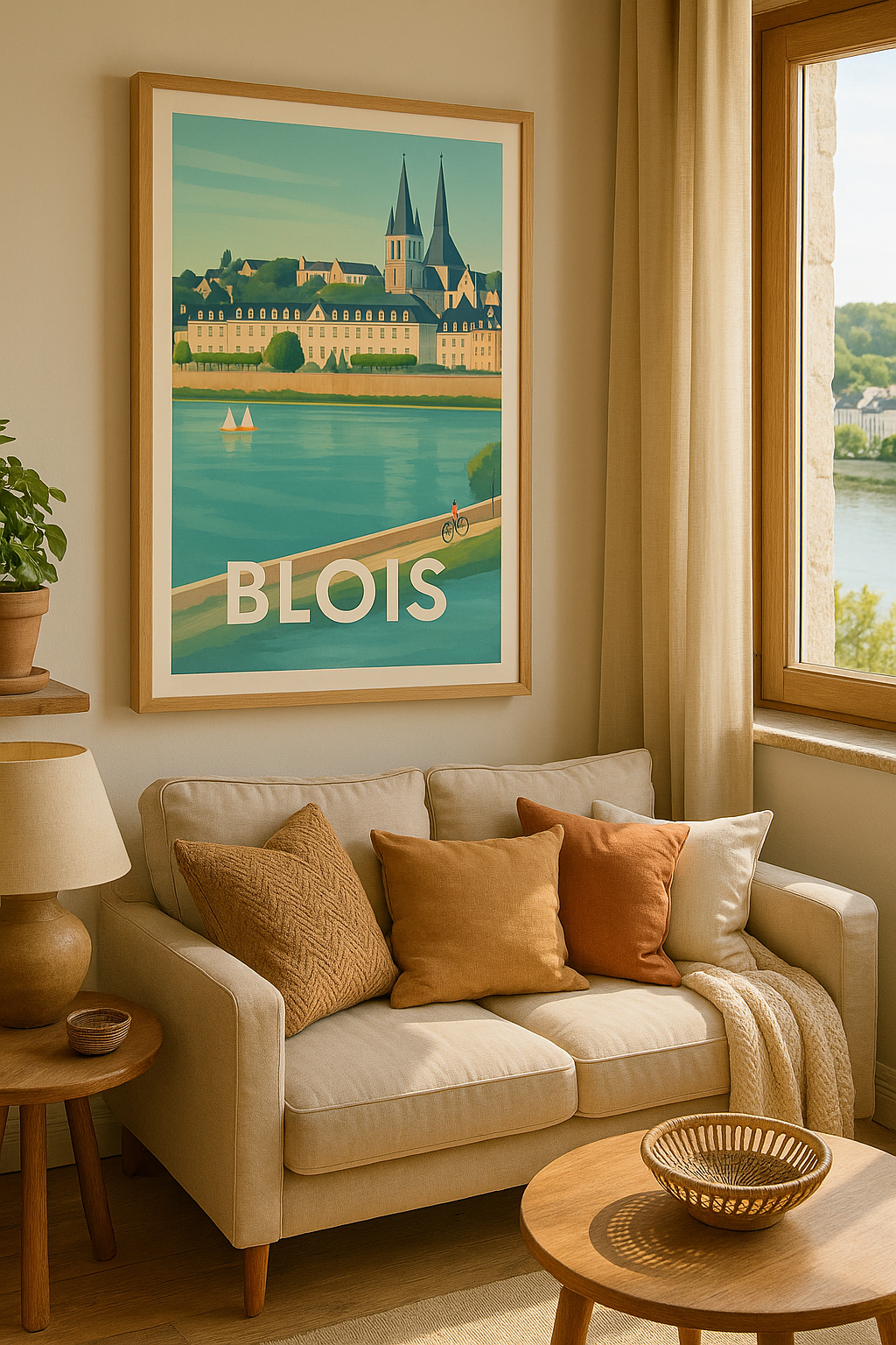 Loir-et-Cher France Affiche de Blois - Flânerie au bord de la Loire