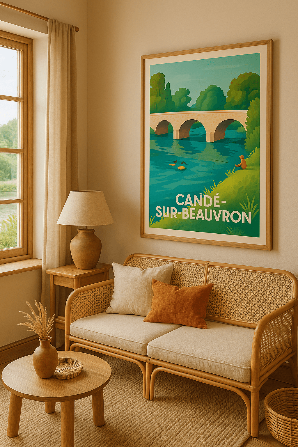 Affiche Candé-sur-Beauvron — Sérénité au fil de l'eau · poster d'art de Candé-sur-Beauvron