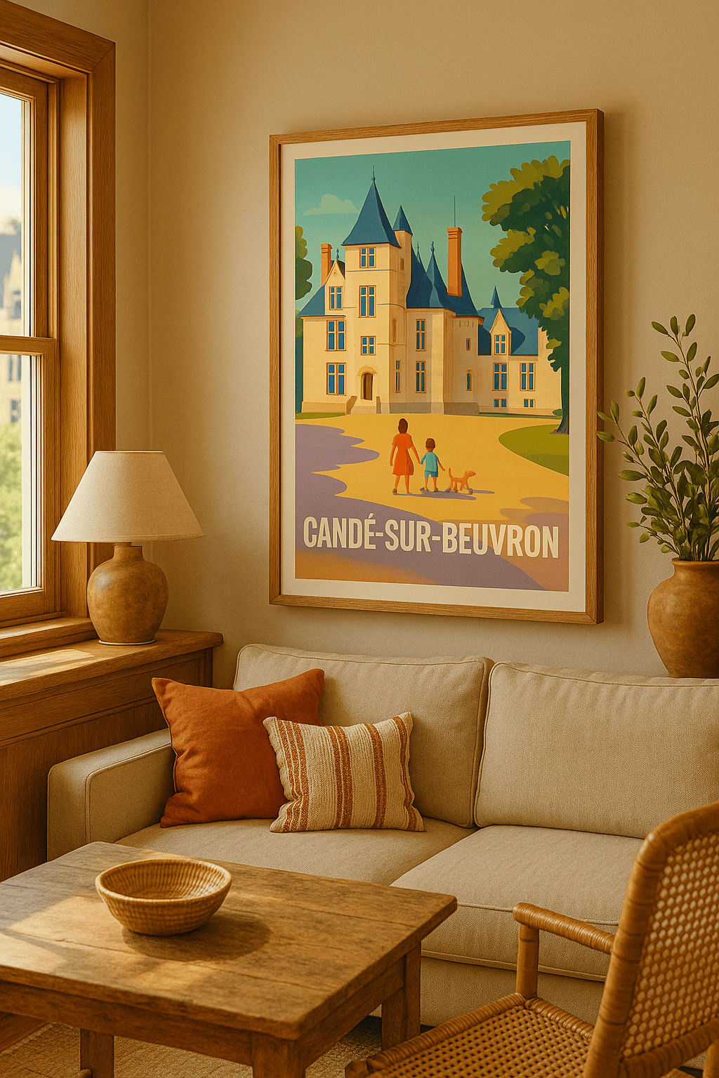 Loir-et-Cher France Affiche de Candé-sur-Beuvron - Charme et Sérénité au Château