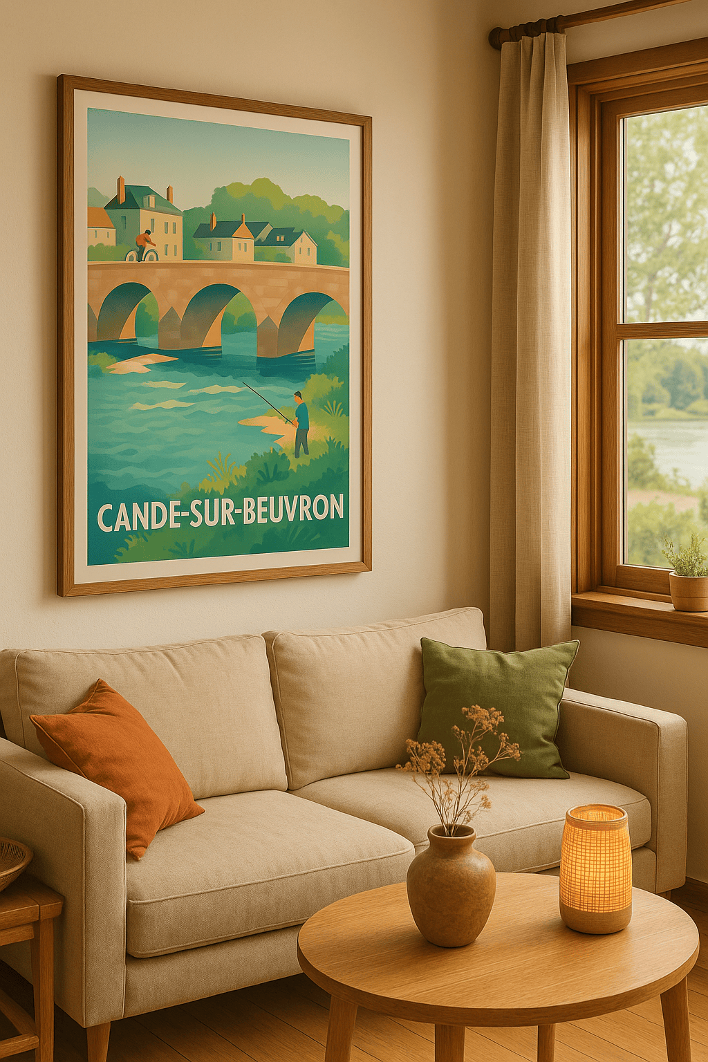 Loir-et-Cher France Affiche de Cande-sur-Beuvron - Charme paisible au fil de l'eau