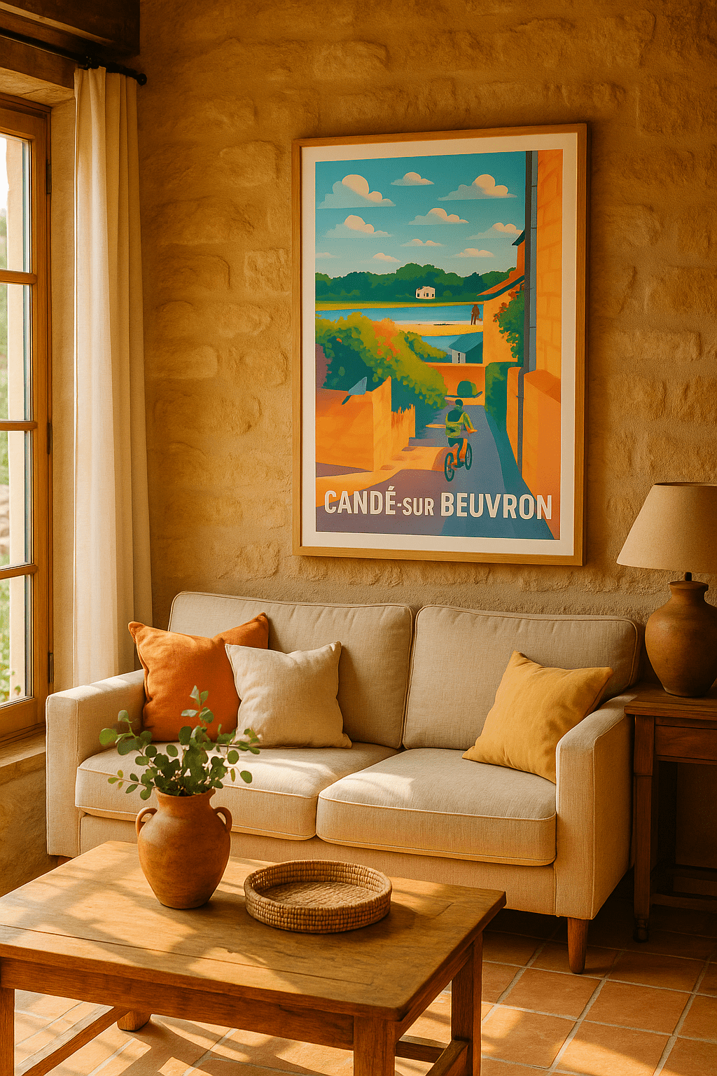 Loir-et-Cher France Affiche de Candé-sur-Beuvron - Escapade paisible au bord de l'eau