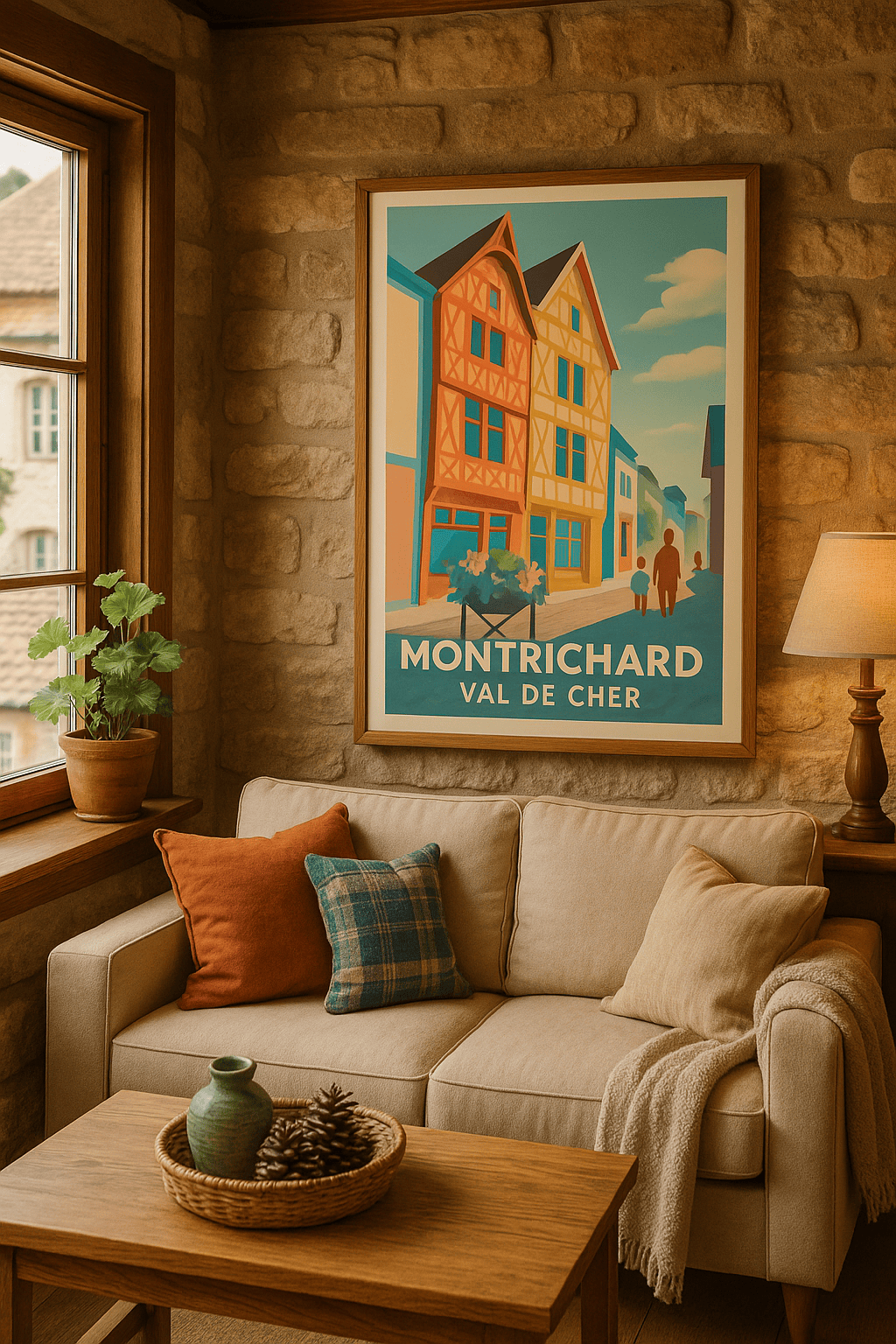 Loir-et-Cher France Affiche de Montrichard - Charme et douceur en Val de Cher