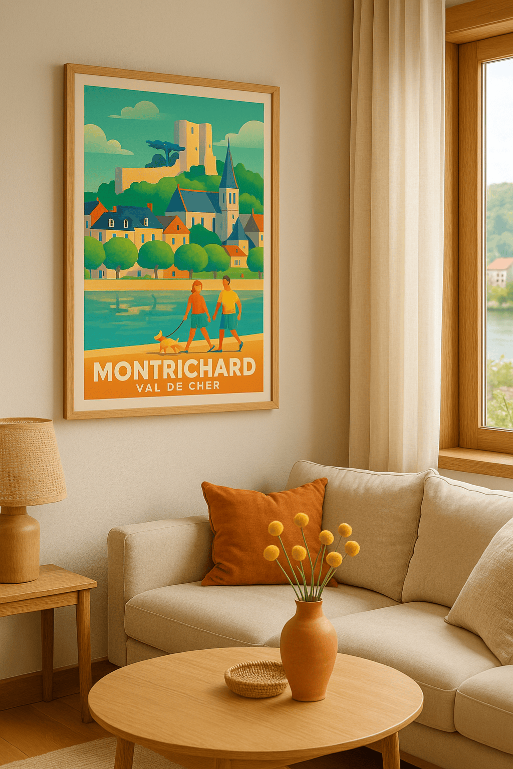 Affiche Montrichard — Promenade au bord du Cher · poster d'art de Montrichard