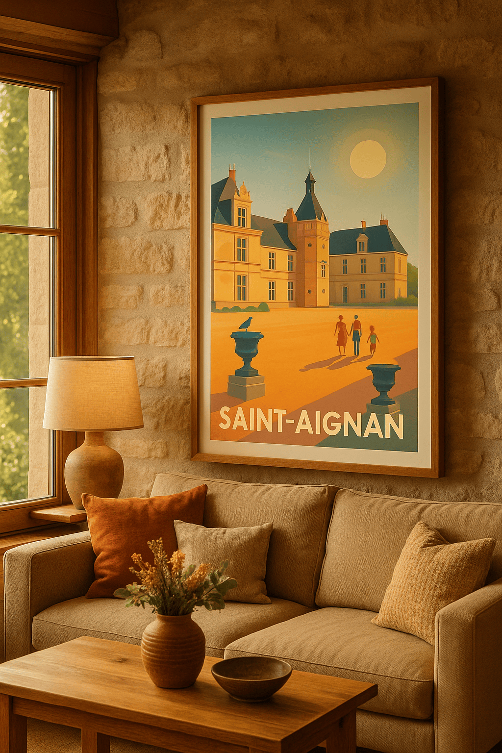 Loir-et-Cher France Affiche de Saint-Aignan - Élégance et lumière au château