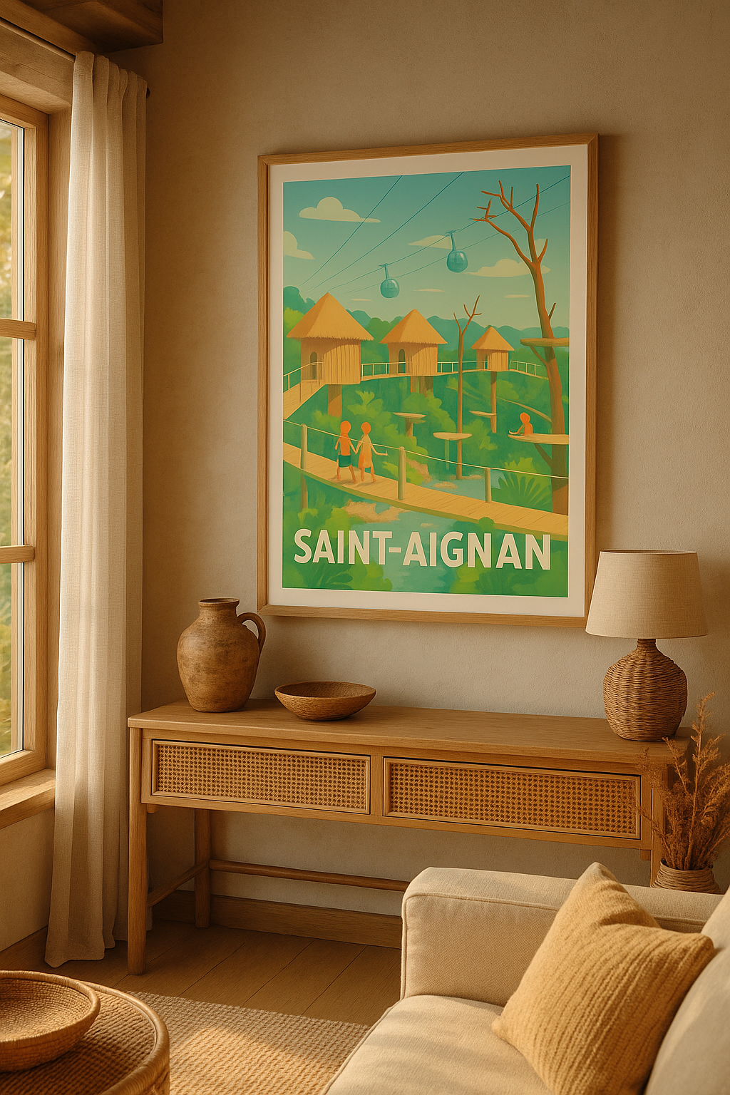 Loir-et-Cher France Affiche de Saint-Aignan - L'évasion nature au cœur des cabanes perchées