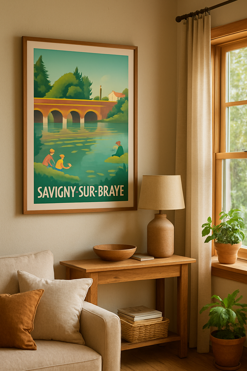 Loir-et-Cher France Affiche de Savigny-sur-Braye - Charme et quiétude au fil de l'eau
