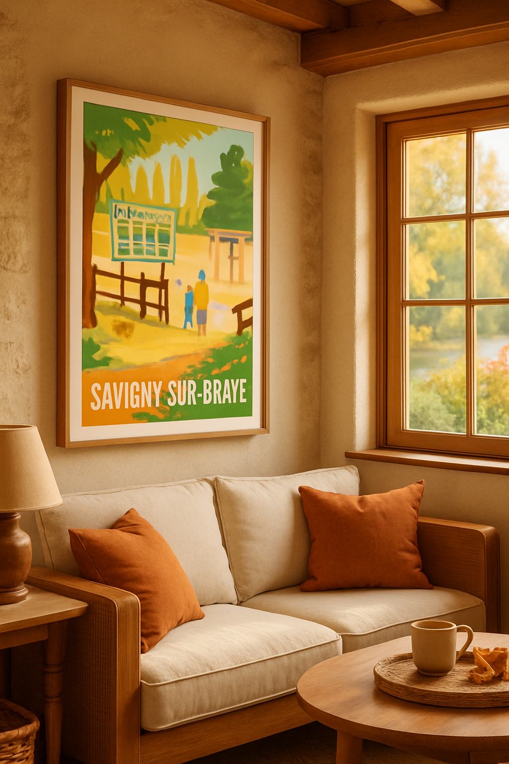 Loir-et-Cher France Affiche de Savigny-sur-Braye - Douceur Automnale au Bord de l'Eau