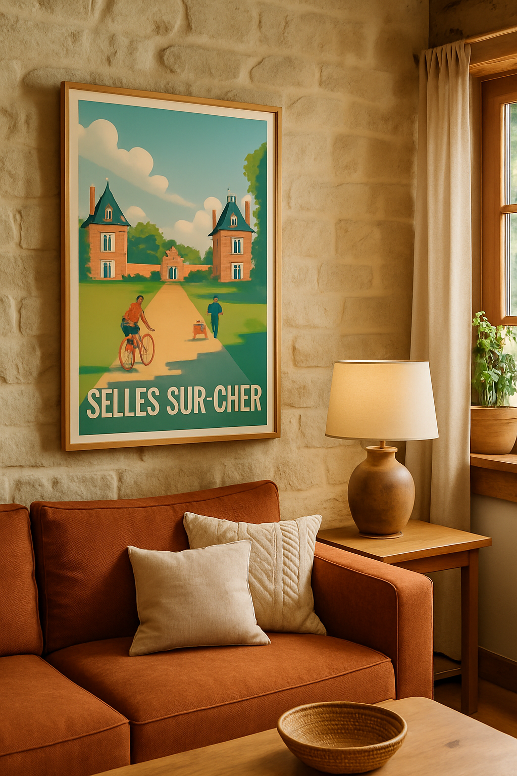 Loir-et-Cher France Affiche de Selles-sur-Cher - Escapade champêtre au château