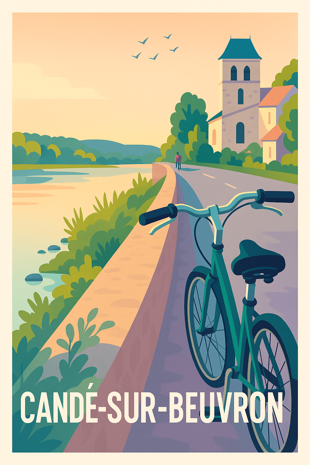 Loir-et-Cher France Pas de Cadre / 20 × 30cm Affiche de Candé-sur-Beuvron - Évasion au fil de l'eau