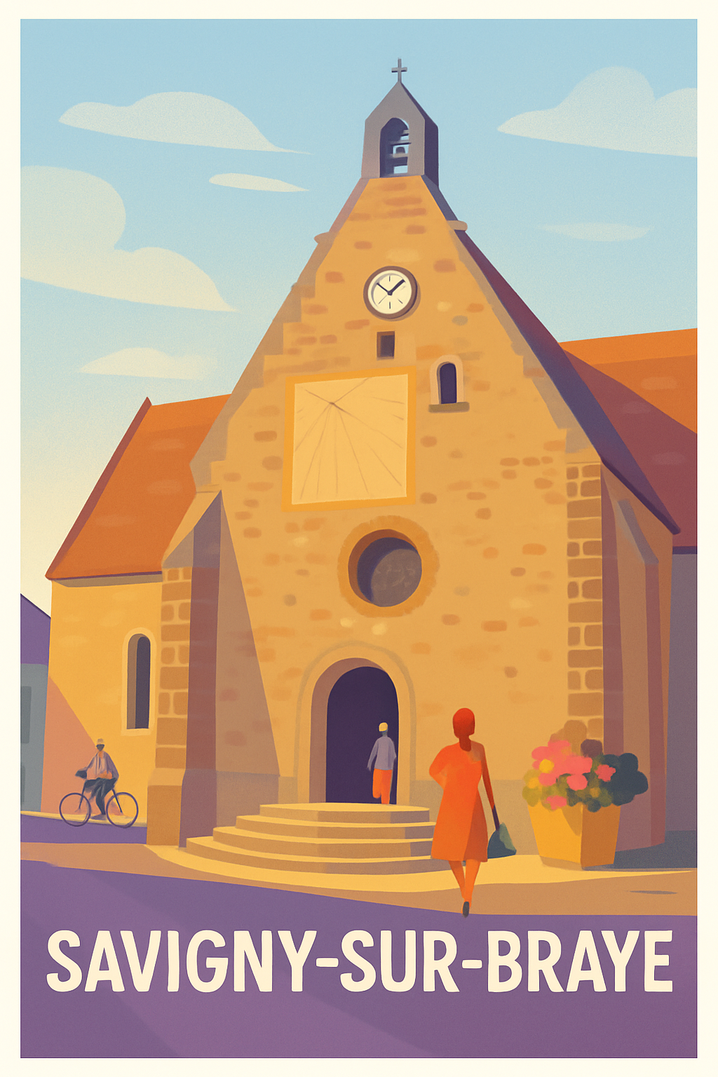 Loir-et-Cher France Pas de Cadre / 20 × 30cm Affiche de Savigny-sur-Braye - Charme et sérénité au cœur du village