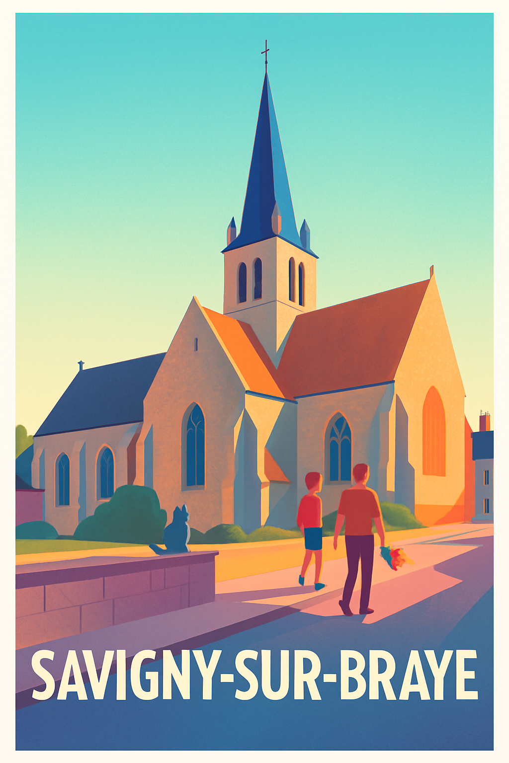 Loir-et-Cher France Pas de Cadre / 20 × 30cm Affiche de Savigny-sur-Braye - Douceur et charme d'un village authentique