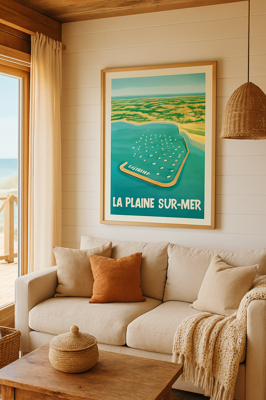Affiche La Plaine-sur-Mer — Vue aérienne d'un port pittoresque · poster d'art de La Plaine-sur-Mer
