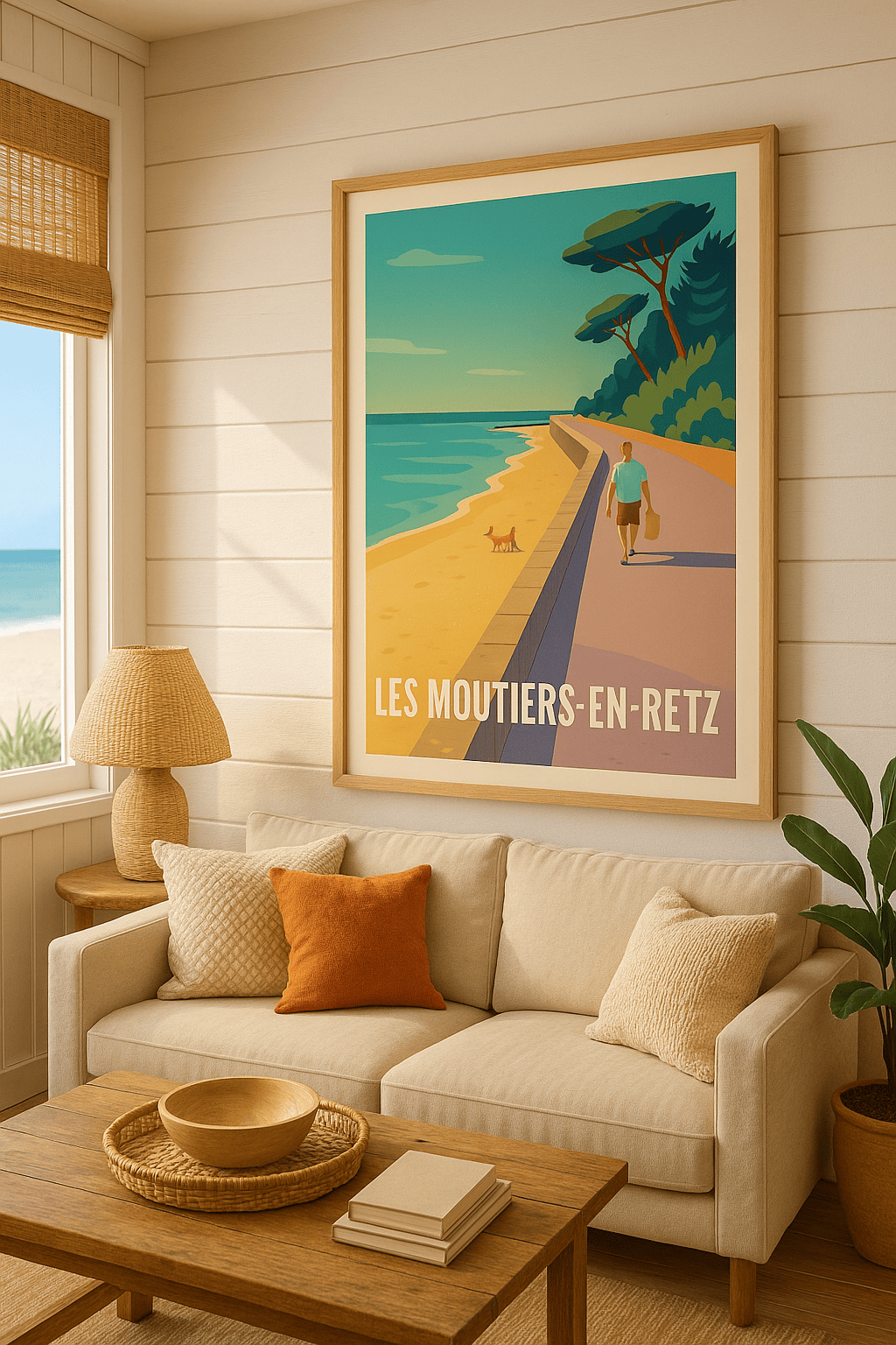 Loire-Atlantique France Affiche de Les Moutiers-en-Retz - Promenade en bord de mer