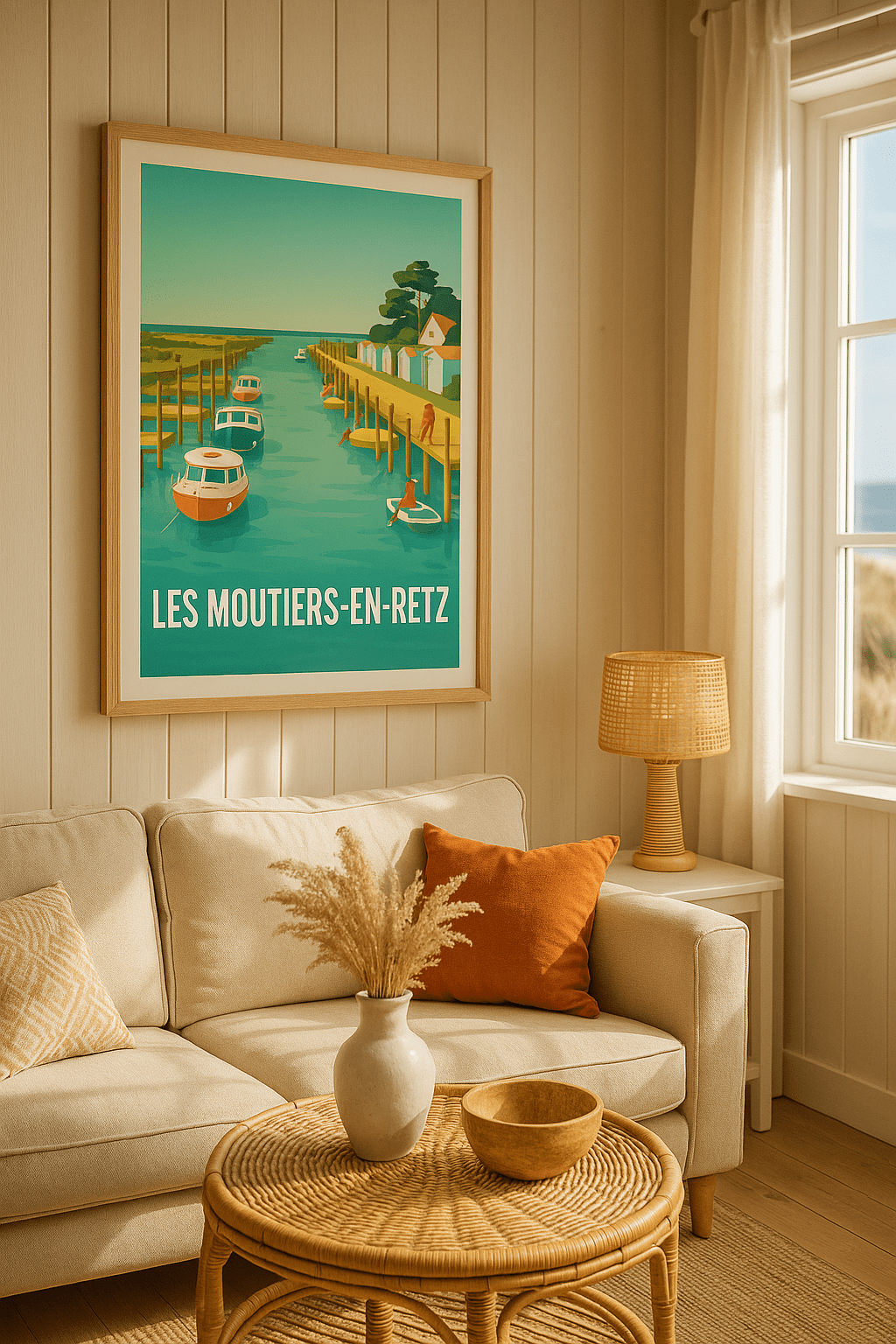 Affiche Les Moutiers-en-Retz — Tranquillité et charme côtier · poster d'art de Les Moutiers-en-Retz