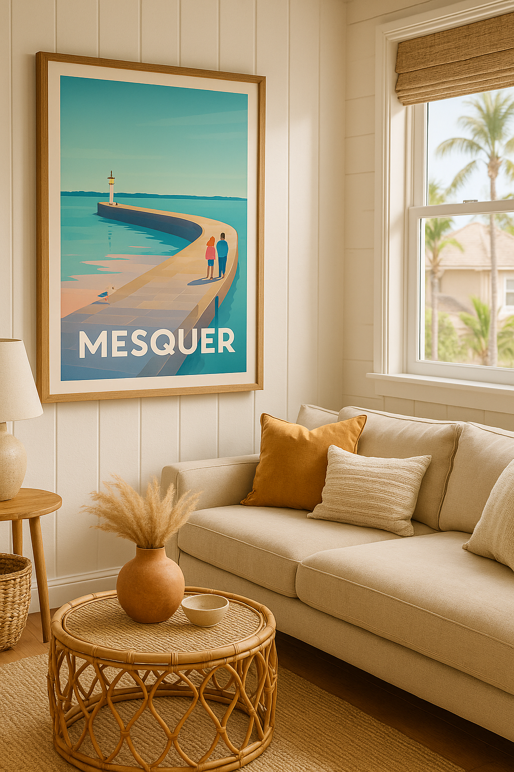 Affiche Mesquer — Promenade au bord de l'océan · poster d'art de Mesquer