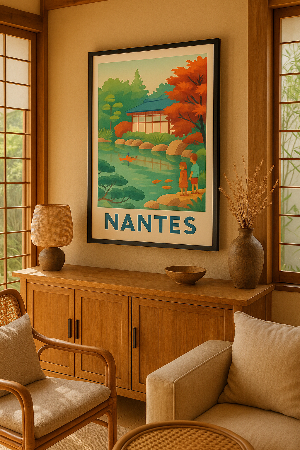 Loire-Atlantique France Affiche de Nantes - Évasion zen au cœur du Jardin japonais