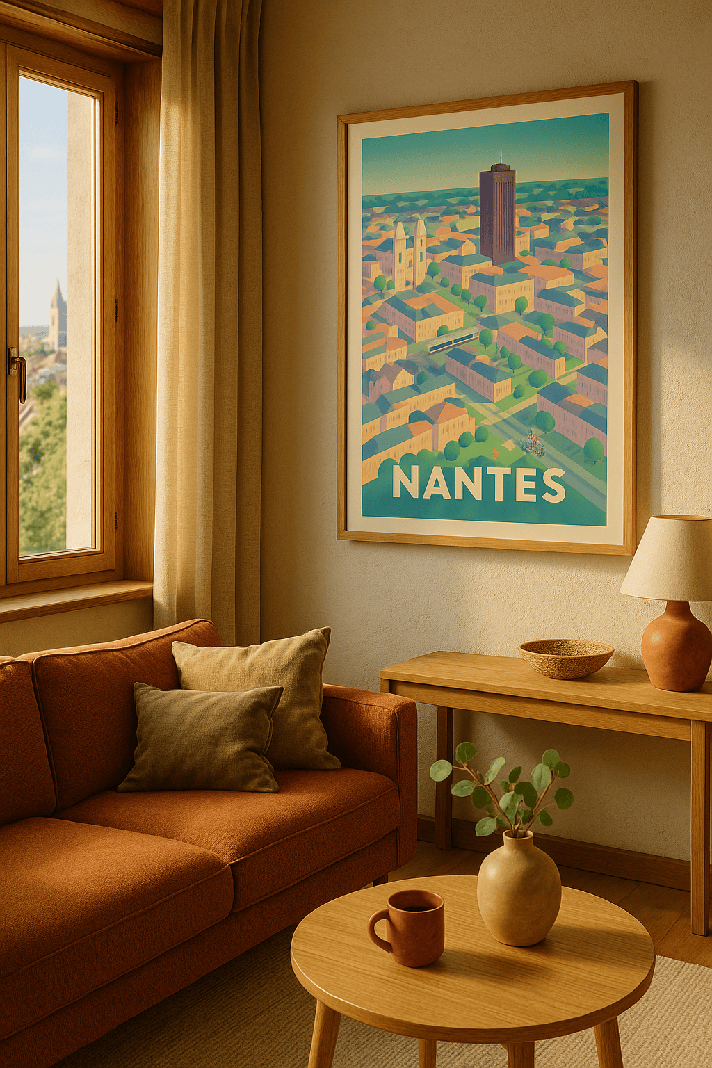 Loire-Atlantique France Affiche de Nantes - Panorama vibrant de la Cité des Ducs