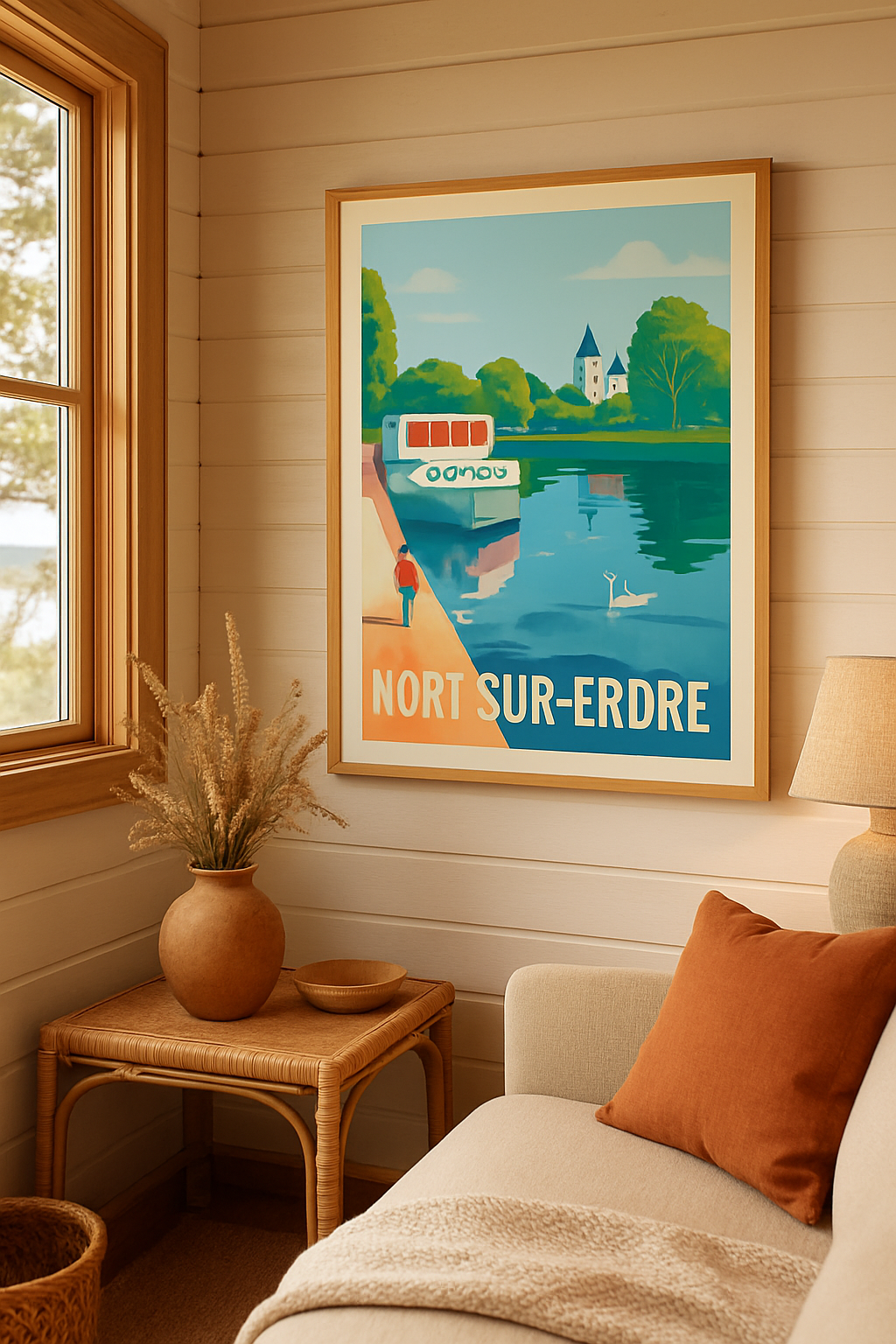 Affiche Nort-sur-Erdre — Sérénité à la rivière · poster d'art de Nort-sur-Erdre