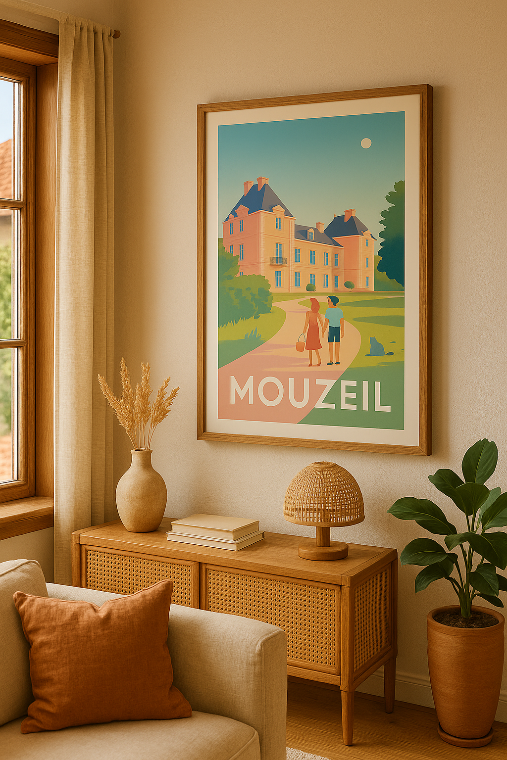 Affiche Mouzeil — Promenade romantique au château · poster d'art de Mouzeil