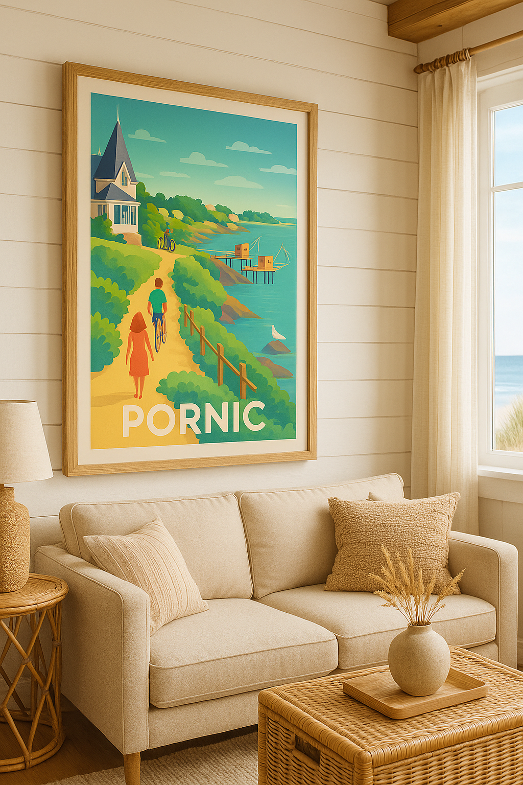 Loire-Atlantique France Affiche Pornic - Balade en bord de mer