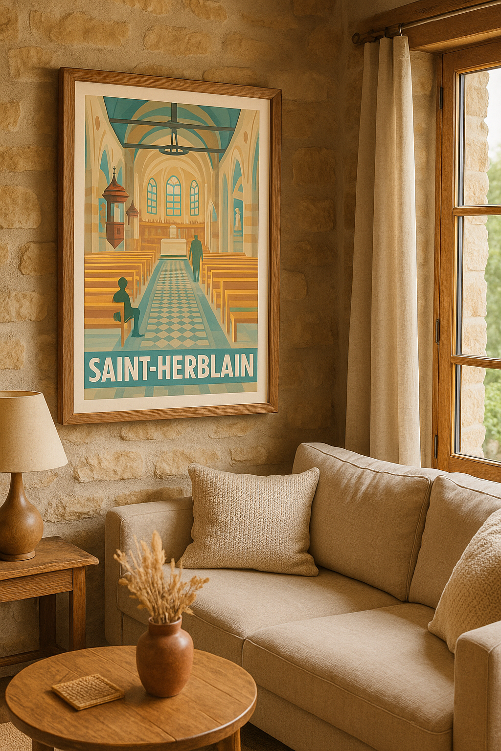 Loire-Atlantique France Affiche Saint-Herblain - Tranquillité et lumière dans l'église