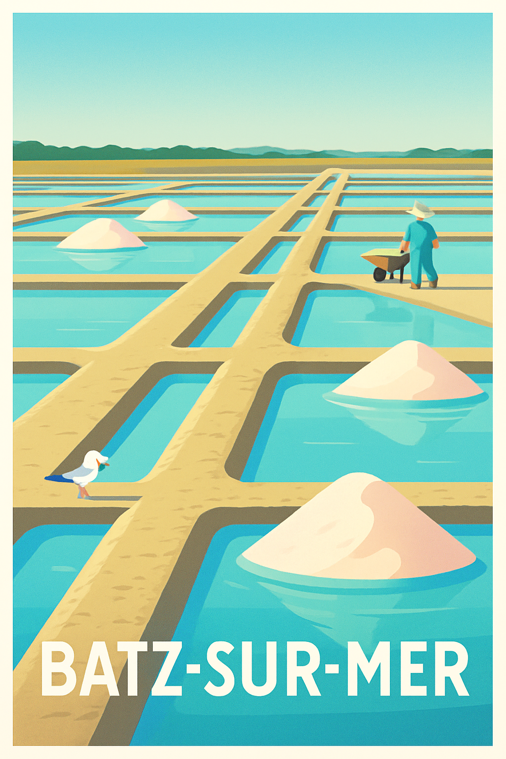 Loire-Atlantique France Pas de Cadre / 20 × 30cm Affiche de Batz-sur-Mer - L'art des marais salants en lumière