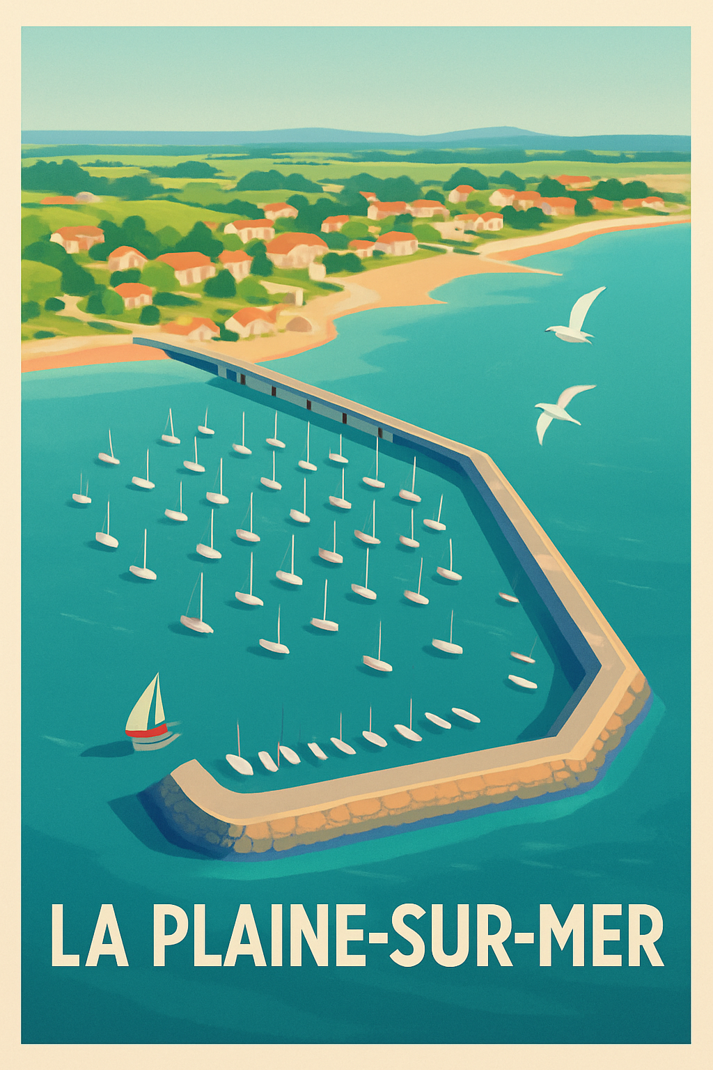 Loire-Atlantique France Pas de Cadre / 20 × 30cm Affiche de La Plaine-sur-Mer - Charme côtier et marina paisible