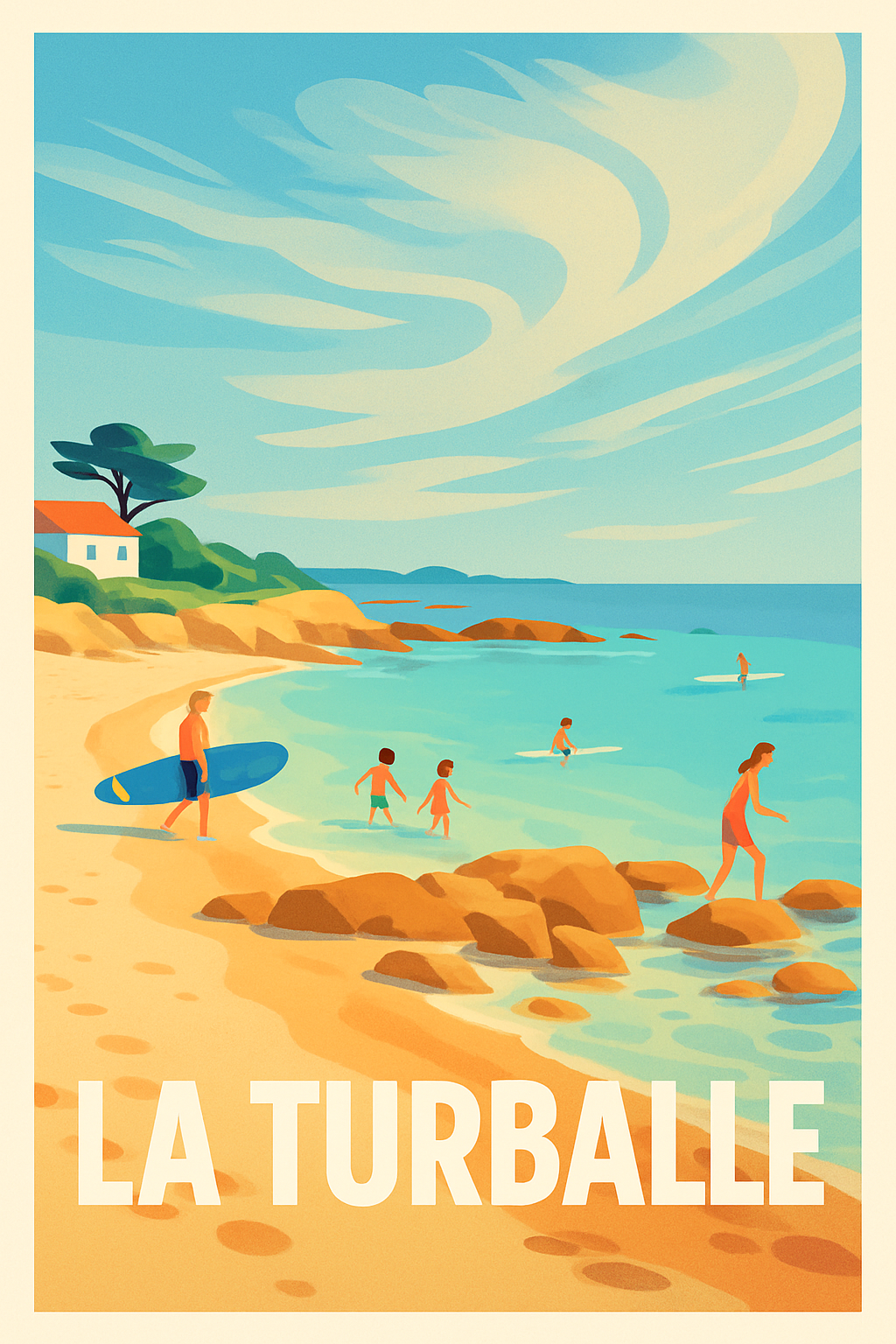 Loire-Atlantique France Pas de Cadre / 20 × 30cm Affiche de La Turballe - Échappée balnéaire ensoleillée