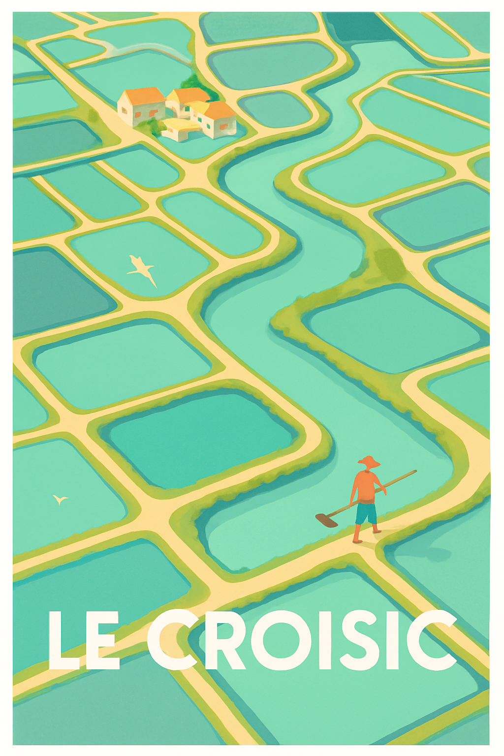 Loire-Atlantique France Pas de Cadre / 20 × 30cm Affiche de Le Croisic - L'élégance des marais salants