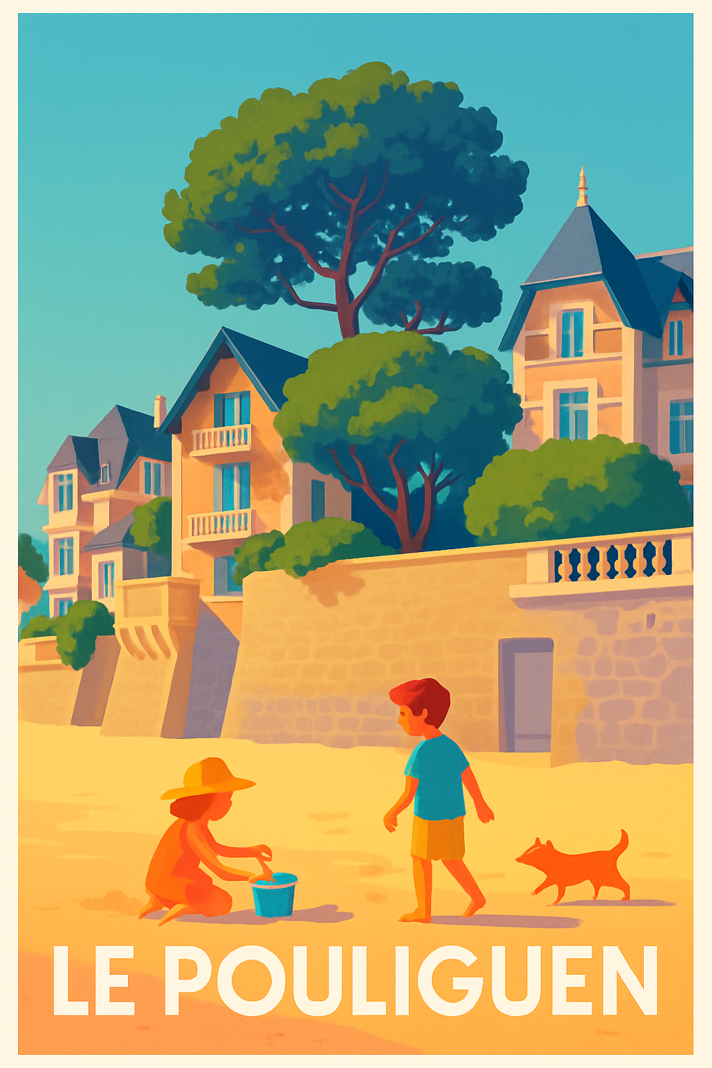 Loire-Atlantique France Pas de Cadre / 20 × 30cm Affiche de Le Pouliguen - Escapade en bord de mer ensoleillée