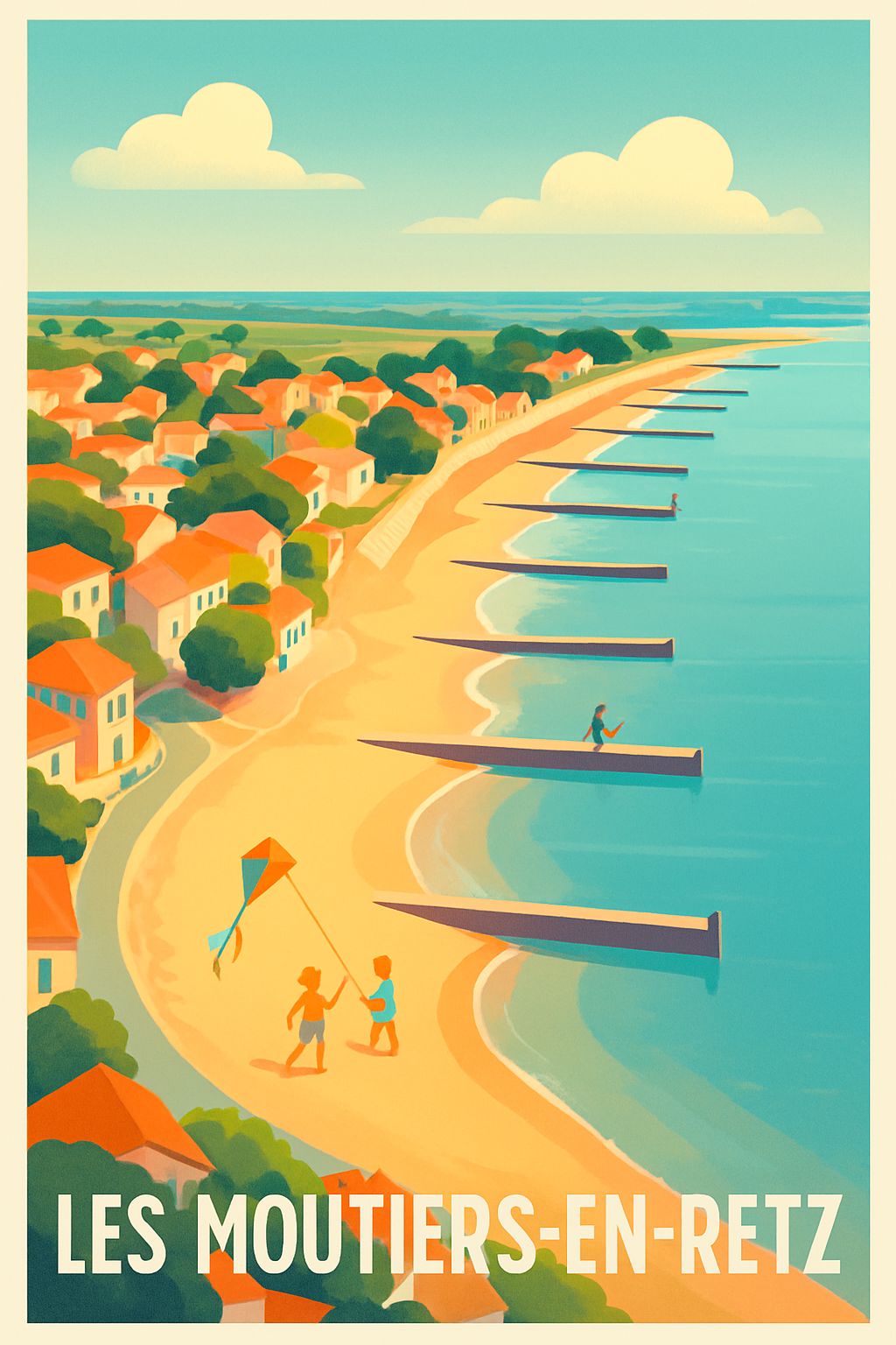 Loire-Atlantique France Pas de Cadre / 20 × 30cm Affiche de Les Moutiers-en-Retz - Charme côtier et détente en bord de mer