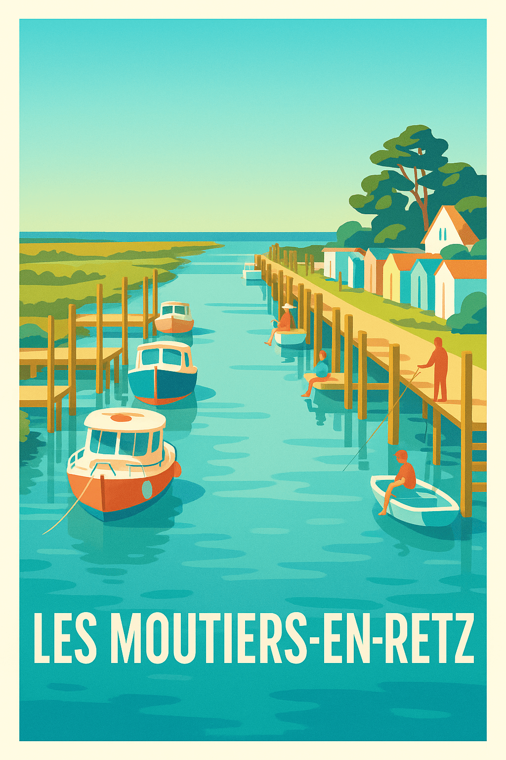 Affiche Les Moutiers-en-Retz — Tranquillité et charme côtier · poster d'art de Les Moutiers-en-Retz