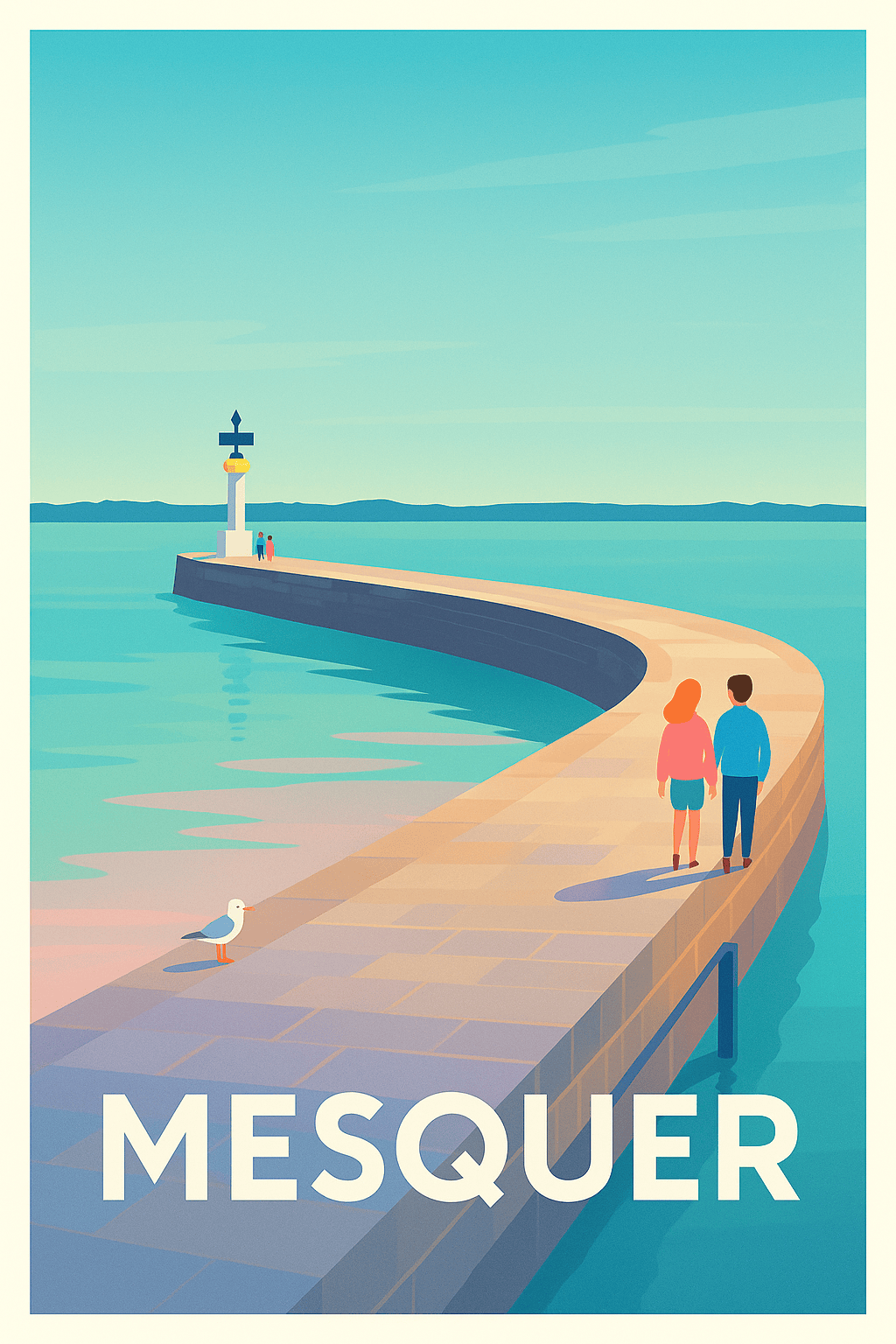 Affiche Mesquer — Promenade au bord de l'océan · poster d'art de Mesquer