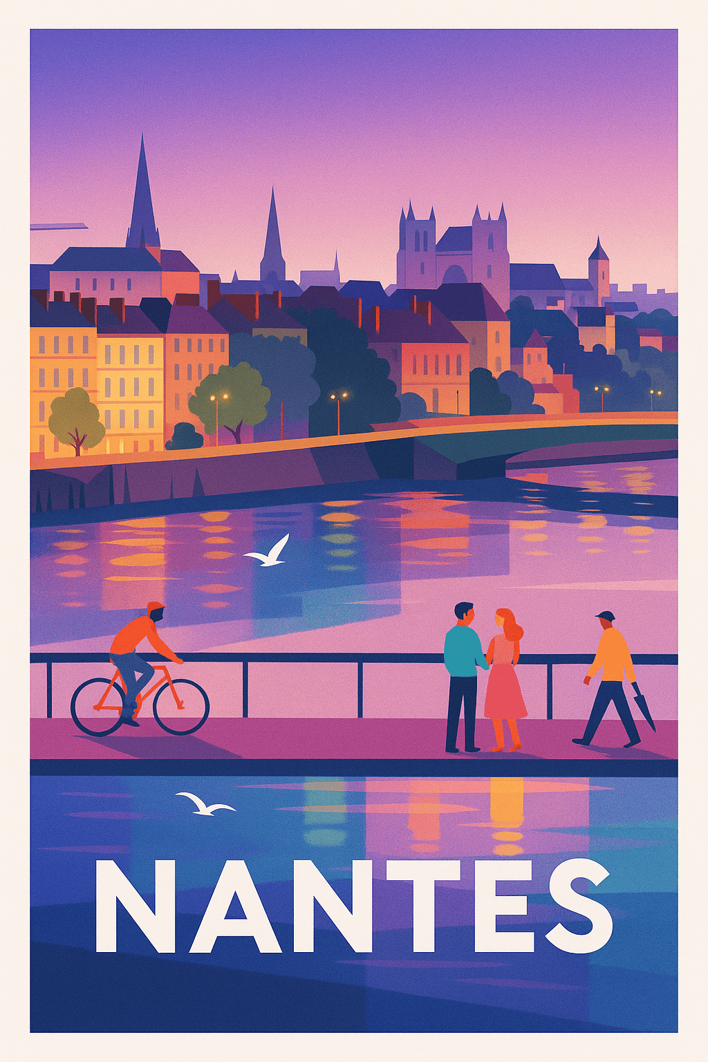 Loire-Atlantique France Pas de Cadre / 20 × 30cm Affiche de Nantes - Promenade au fil de l'Erdre