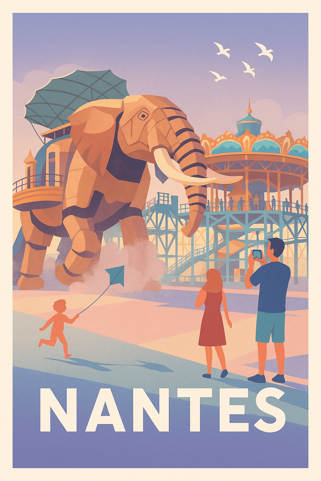 Loire-Atlantique France Pas de Cadre / 20 × 30cm Affiche de Nantes - Voyage féerique sur l'île aux Machines