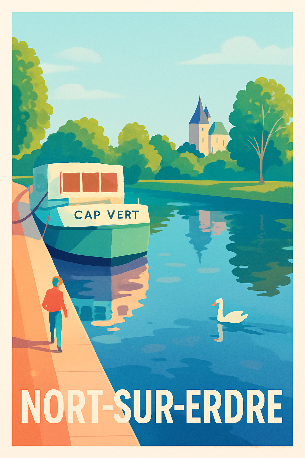 Affiche Nort-sur-Erdre — Sérénité à la rivière · poster d'art de Nort-sur-Erdre