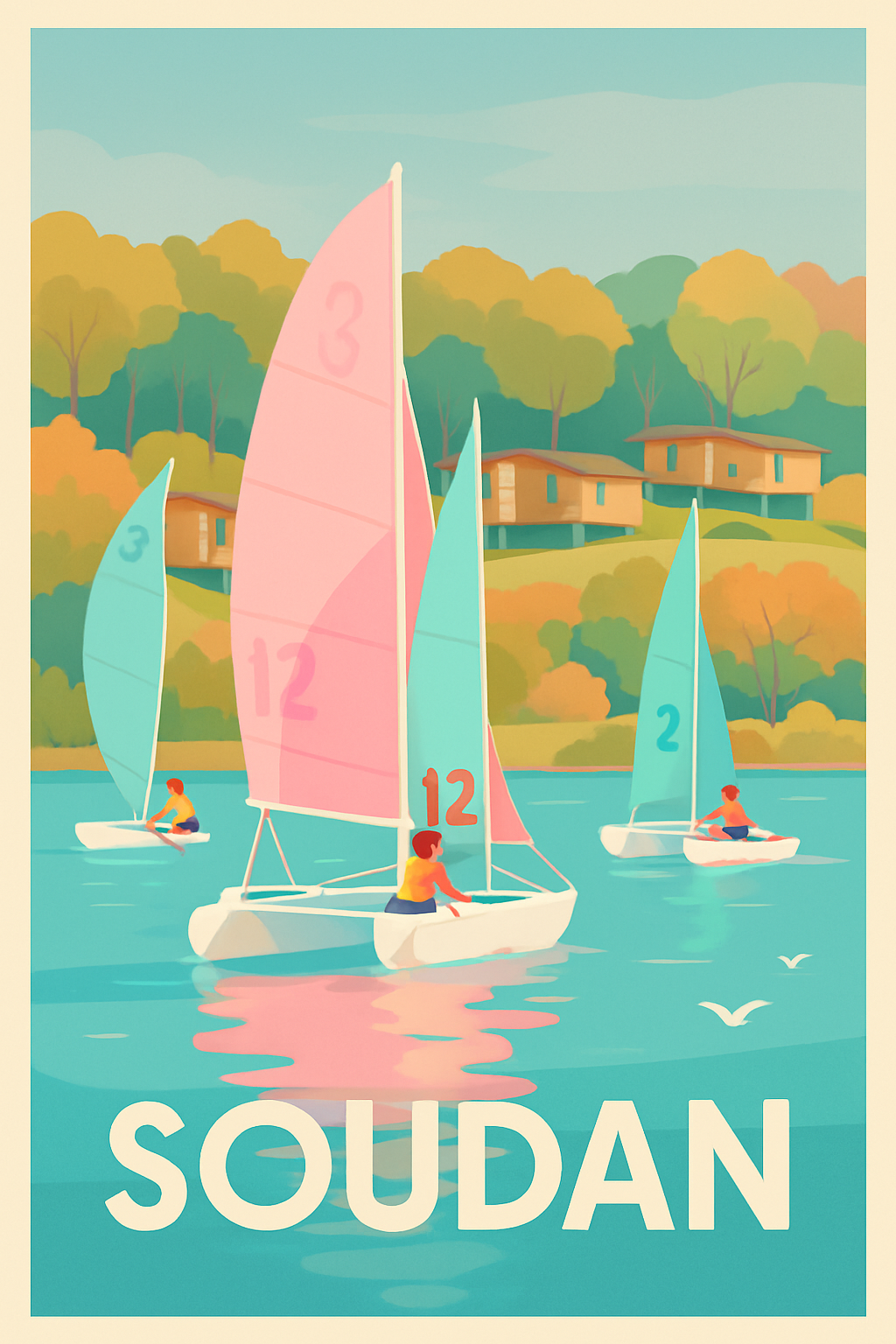 Loire-Atlantique France Pas de Cadre / 20 × 30cm Affiche de Soudan - Évasion et voile en douceur
