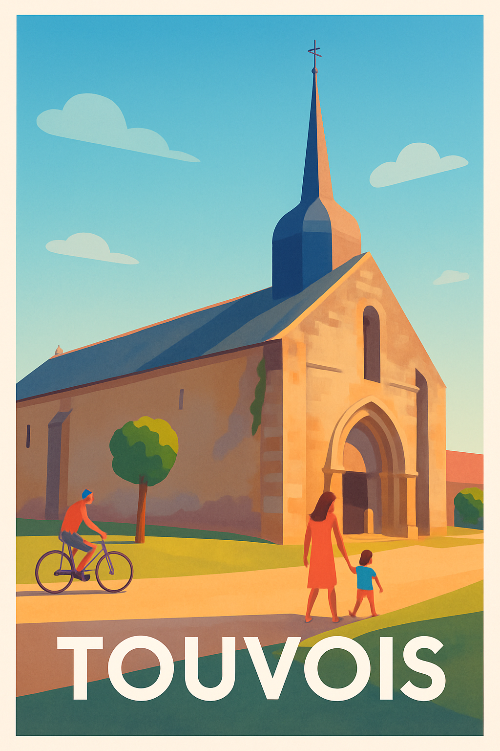 Loire-Atlantique France Pas de Cadre / 20 × 30cm Affiche de Touvois - Charme et Sérénité au Cœur du Village