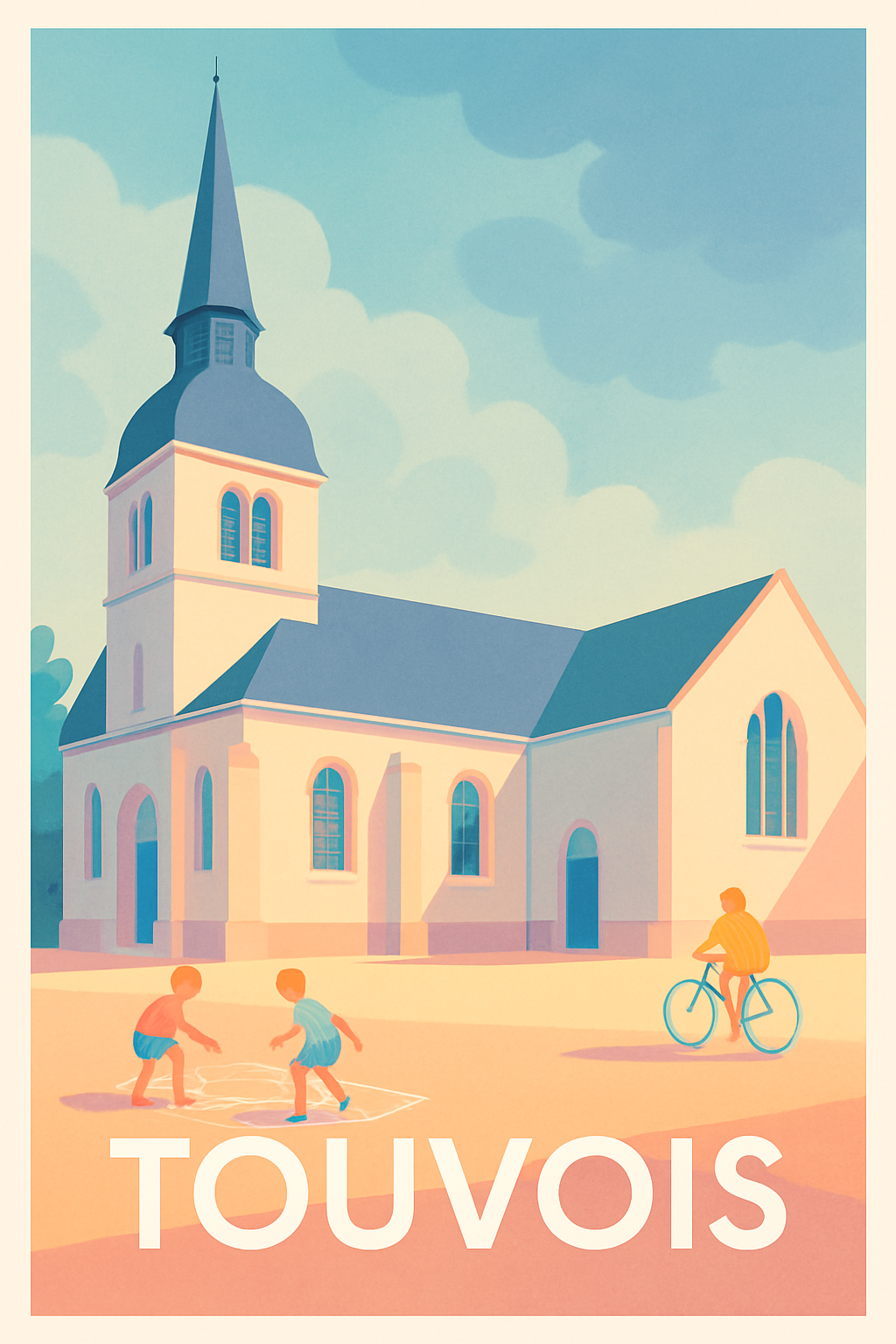 Loire-Atlantique France Pas de Cadre / 20 × 30cm Affiche de Touvois - Douceur et lumière d'un village paisible