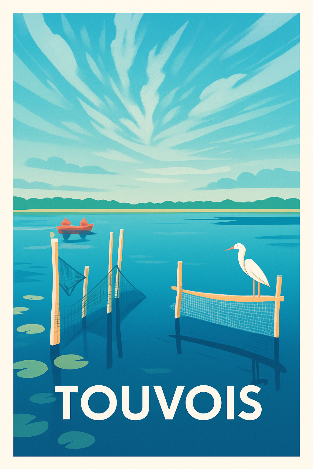 Loire-Atlantique France Pas de Cadre / 20 × 30cm Affiche de Touvois - Sérénité au fil de l'eau