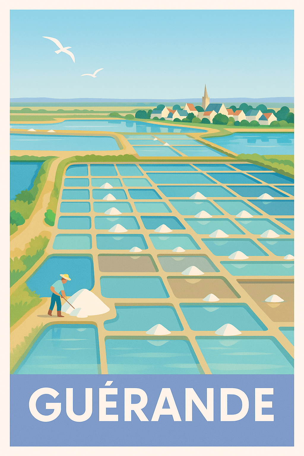 Loire-Atlantique France Pas de Cadre / 20 × 30cm Affiche Guérande - Charme et tradition des marais salants