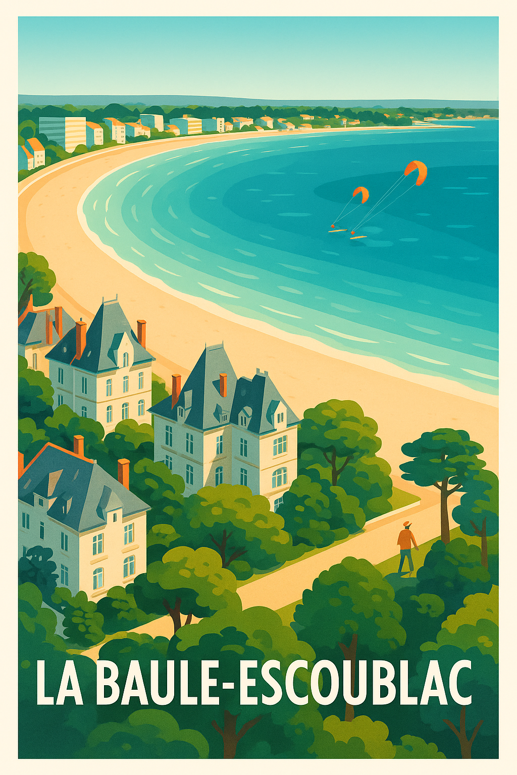 Loire-Atlantique France Pas de Cadre / 20 × 30cm Affiche La Baule-Escoublac - Élégance et sérénité en bord de mer