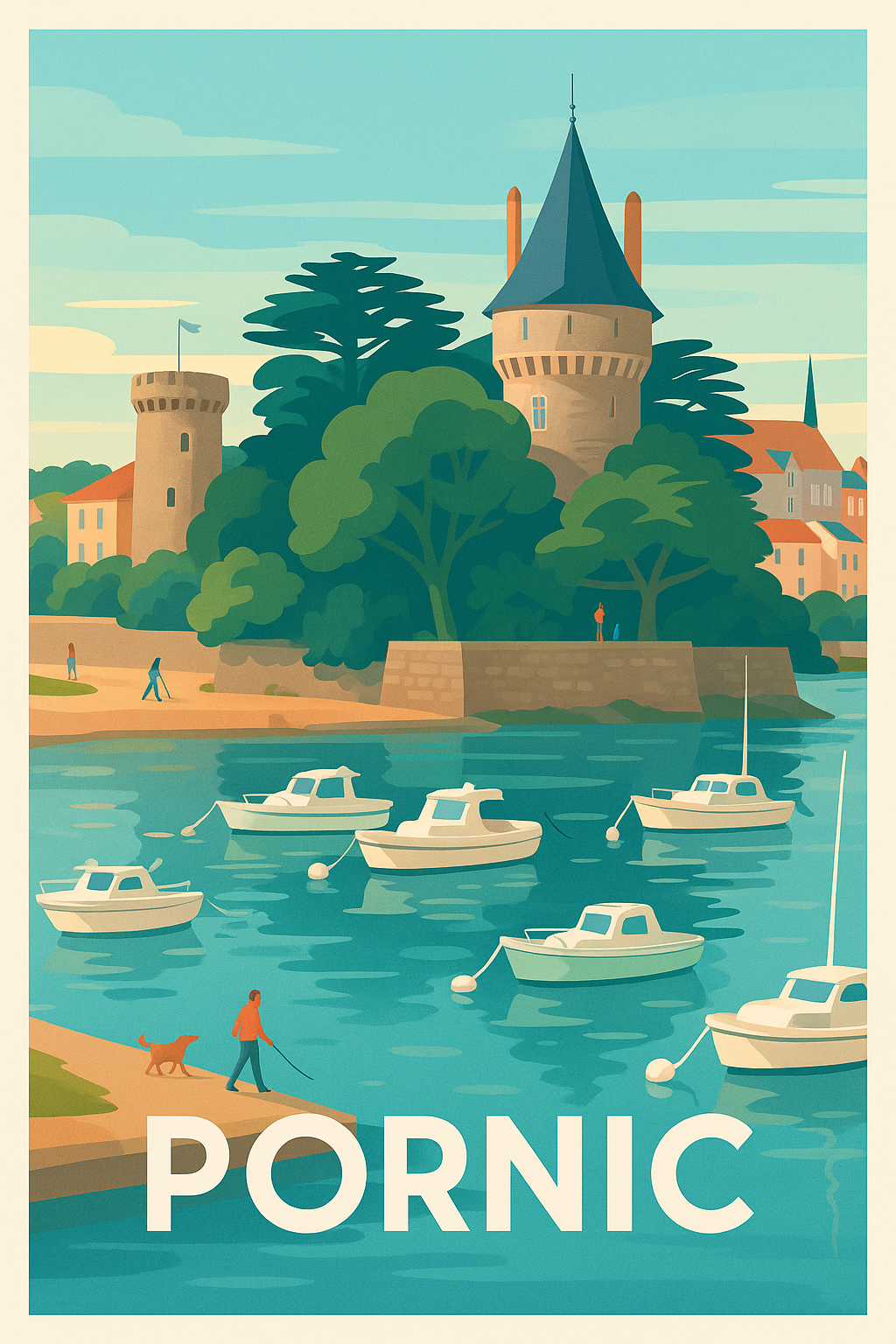 Loire-Atlantique France Pas de Cadre / 20 × 30cm Affiche Pornic - Charme et sérénité du port breton